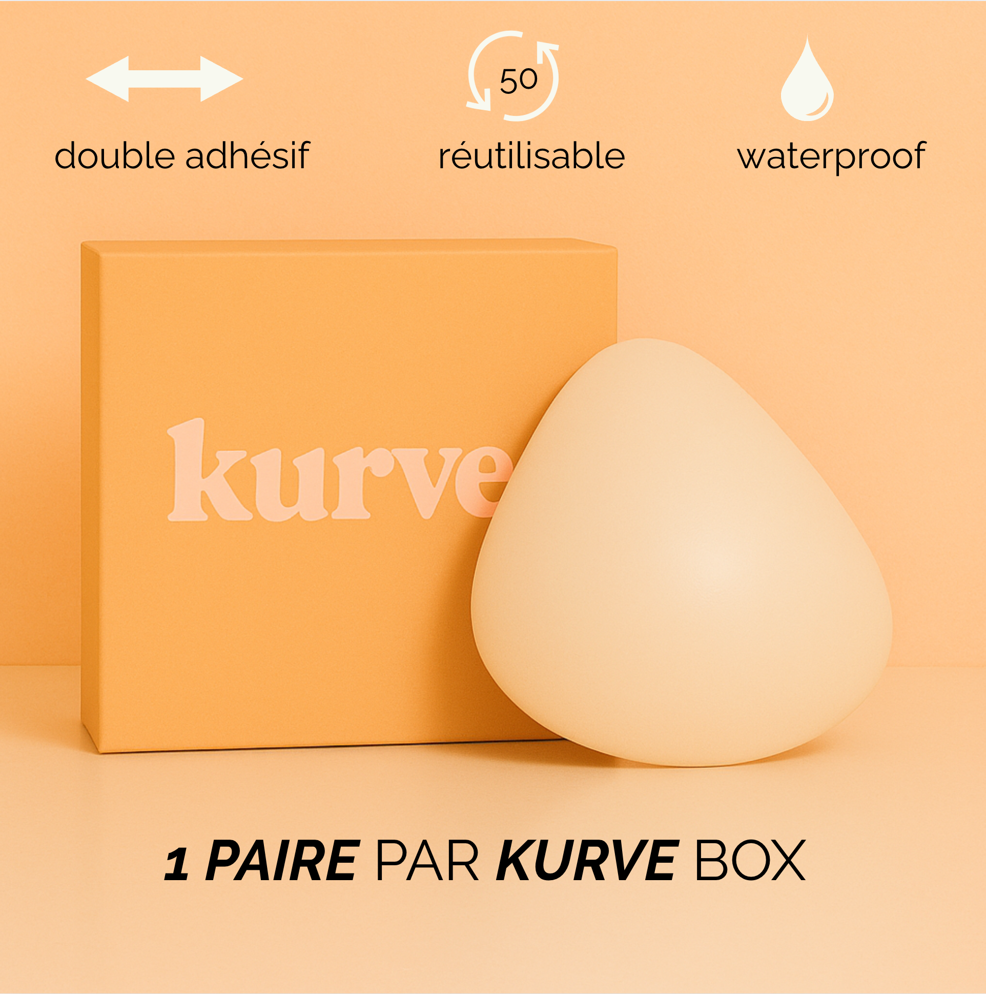 KURVE BOOST - Pads adhésifs – effet push-up instantané, lavables et réutilisables.